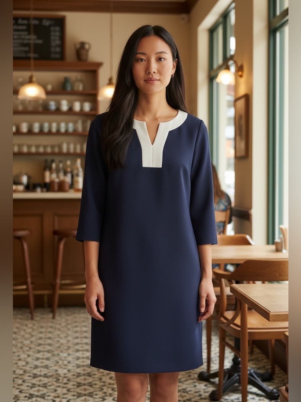 Talbots Women’s Navy sheath 3/4 sleeve Dress